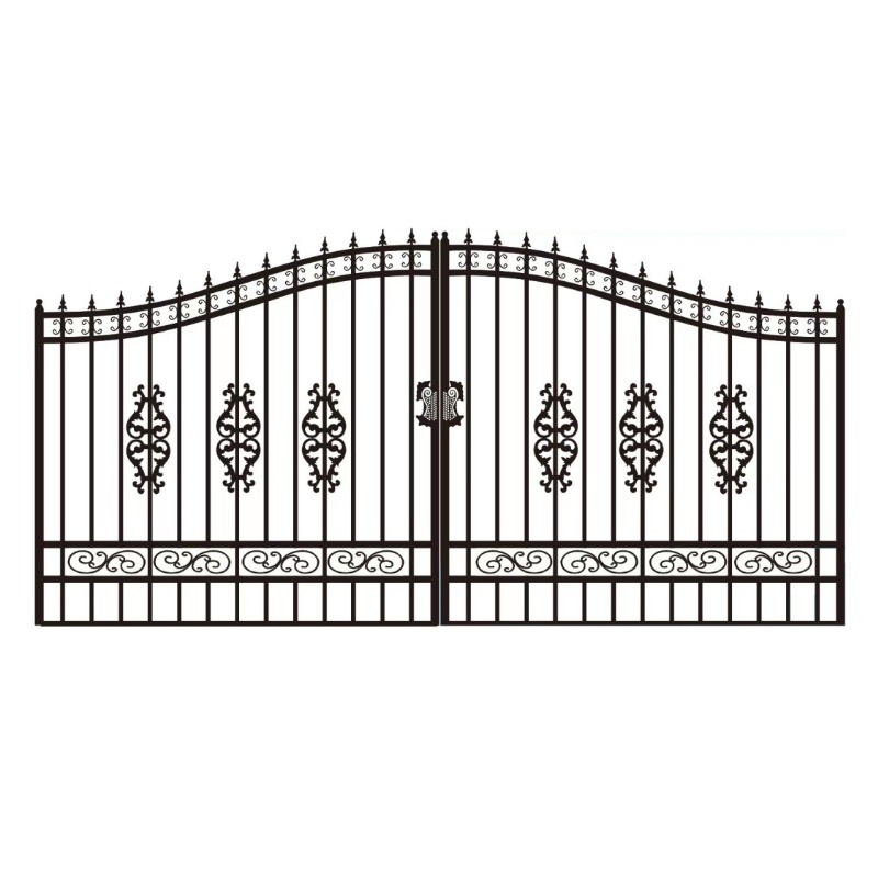 14FT Driveway Wrought Iron Gate (Artwork "Flower")