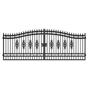 20FT Driveway Wrought Iron Gate(Artwork "Flower")