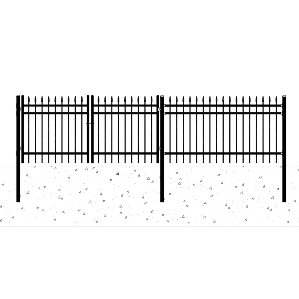 148FT Industrial Ornamental Fencing Line 7'×4' (20 Panels & 2 Gate), Spear Top