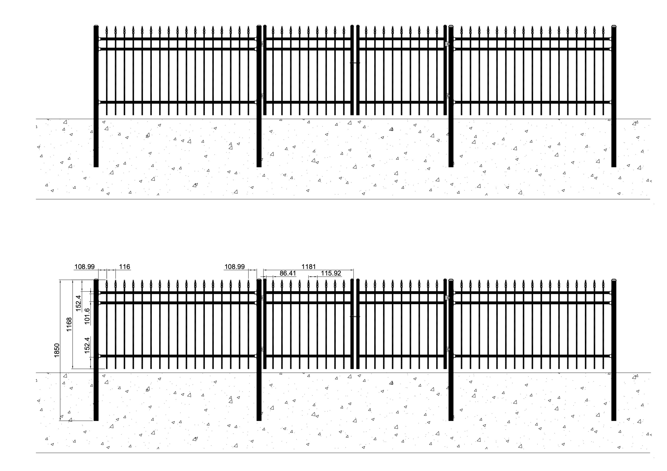 148FT Industrial Ornamental Fencing Line 7'×4' (20 Panels & 2 Gate), Spear Top - Image 3