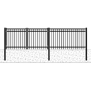 148FT Industrial Ornamental Fencing Line 7'×4' (20 Panels & 2 Gates), Flat Top