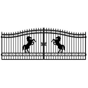 16FT Driveway Wrought Iron Gate (Artwork "Horse")