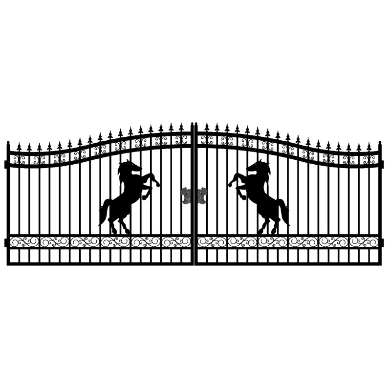 16FT Driveway Wrought Iron Gate (Artwork "Horse")